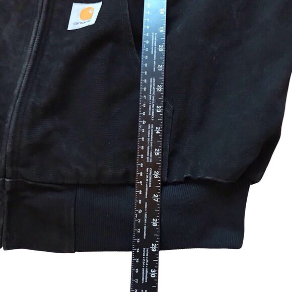 VTG Carhartt Jacket (JR115) -Mens X Large Tall Black Faded Canvas Hooded Work90s - Picture 8 of 11